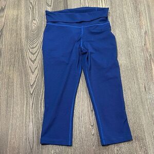 Nike Pants Dri Fit capris Leggings Swoosh Stretch Striped Blue Black Size Medium